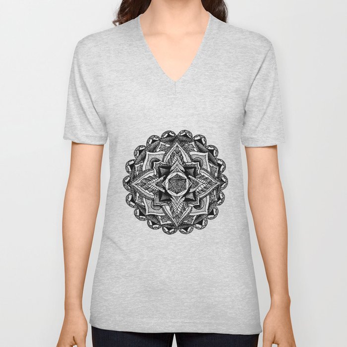 Mandala Circles V Neck T Shirt