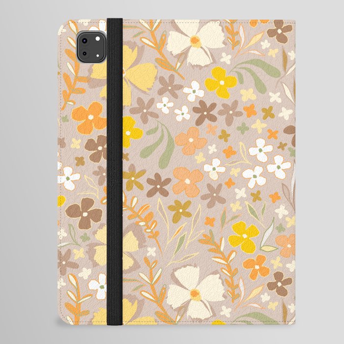 Wild Bohemian Floral LATTE Pattern 2 iPad Folio Case