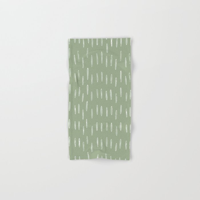 Raindrop Boho Abstract Pattern, Sage Green Hand & Bath Towel