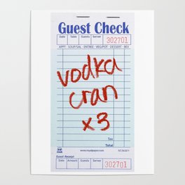 vodka cran guest check Poster