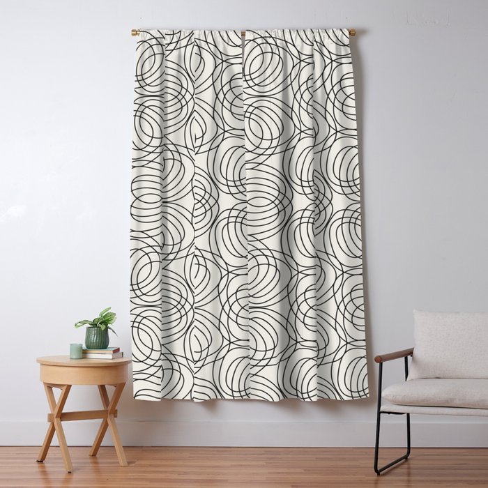 Geo Six Circles Charcoal On Ivory Blackout Curtain By Adoorenbosch