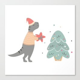 Christmas Dinosaur Canvas Print