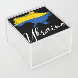 Stop war quote with ukrainian banner Acrylic Box