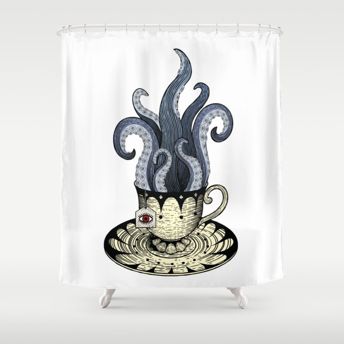 Kraken tea Shower Curtain