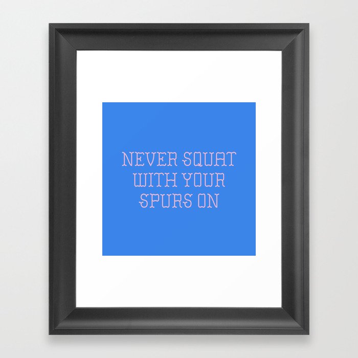 Cautious Squatting, Pink and Blue Framed Art Print