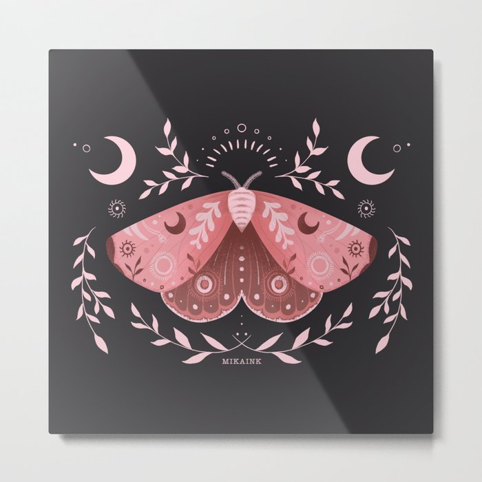 Pink Spirit Moth Metal Print