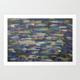 Speeding Past the City Art Print | Drawing, Colored Pencil, Watercolorpencils, Abstract, Lights, Artmarkers, White, Gray, Blue, Someotherness 