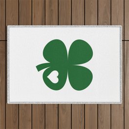 Clover Heart Irish Green St. Patrick's Day Shamrock Outdoor Rug