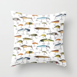 Vintage Fishing Lures Throw Pillow