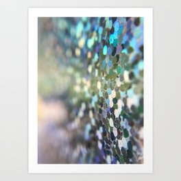Aqua Blue and Green Glitter Abstract Art Print