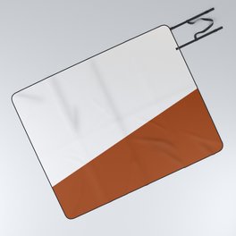 Stripe Block (burnt orange/white) Picnic Blanket