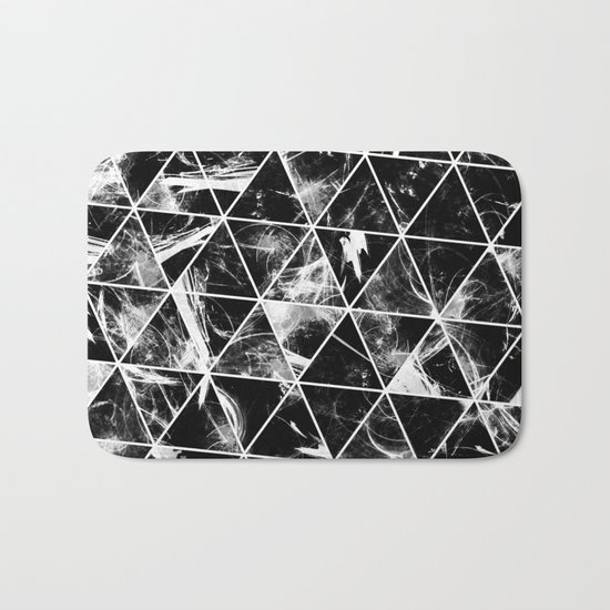 Geometric Whispers - Abstract, black and white triangular, geometric pattern Bath Mat