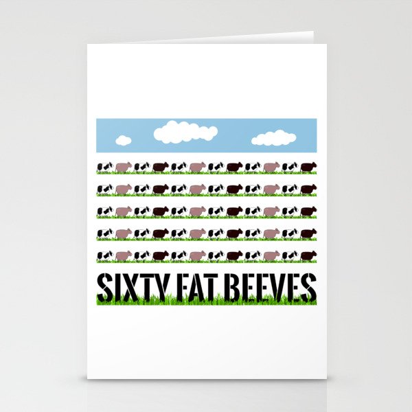 60 Fat Beeves - Cow Cartoon by WIPjenni Stationery Cards