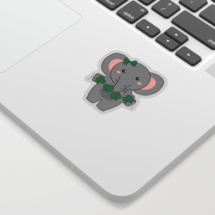 Elephant With Shamrocks Cute Animals For Luck Sticker
