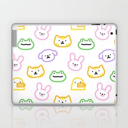 Colorful funny animal face doodle seamless pattern Laptop Skin