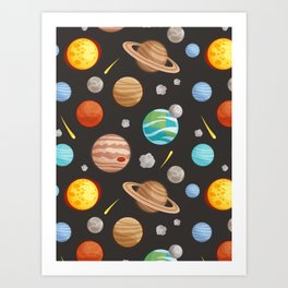 Planets Pattern Art Print