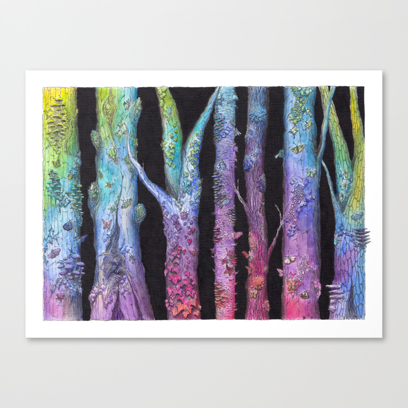 Trees A Hub Of Life Rainbow Watercolor Painting Canvas Print By