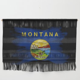 Montana state flag brush stroke, Montana flag background Wall Hanging