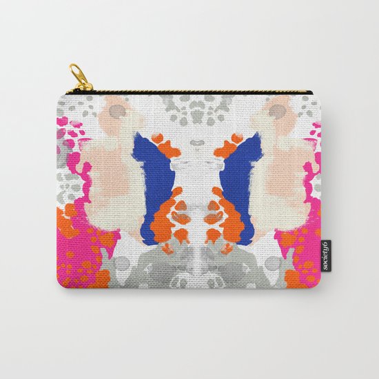 Mica - Abstract painting in modern fresh colors navy, orange, pink, cream, white, and gold Carry-All Pouch