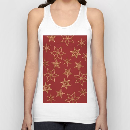 Snowflakes Red And Gold Unisex Tank Top
