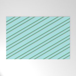 [ Thumbnail: Turquoise, Sea Green, and Dark Grey Colored Striped Pattern Welcome Mat ]