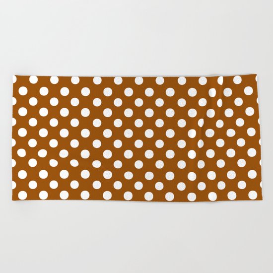 Polka Dots (White/Brown) Beach Towel