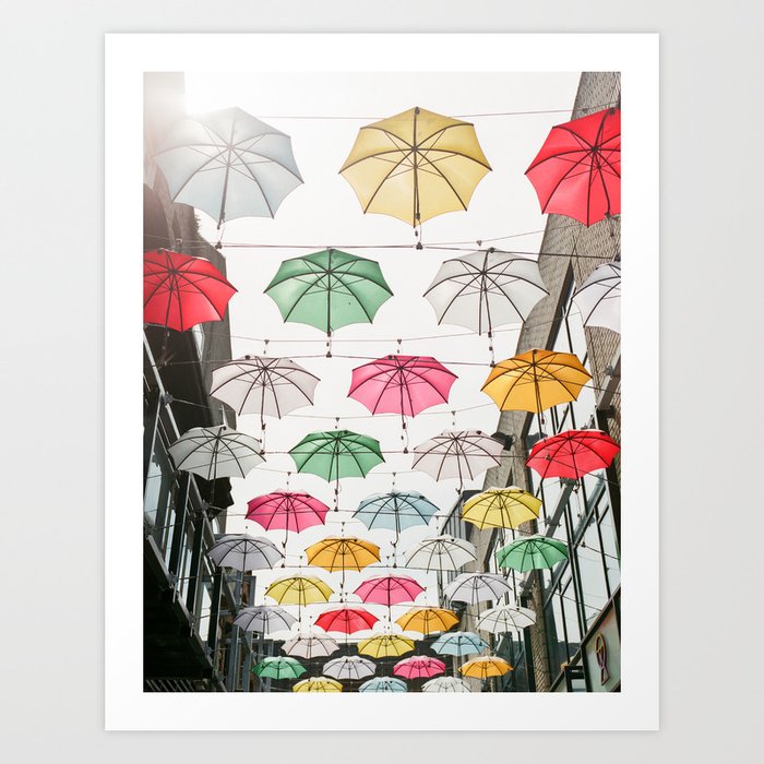 Ireland Dublin | Colorful street photography | Umbrella's Art Print