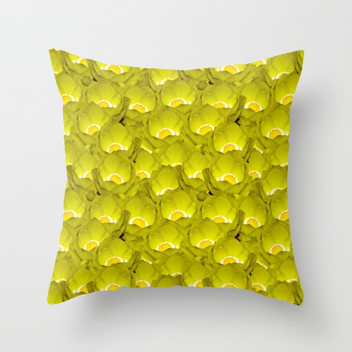 Yellow Cup Shaped Waterlily Tropical Water Lily Flowers Throw Pillow