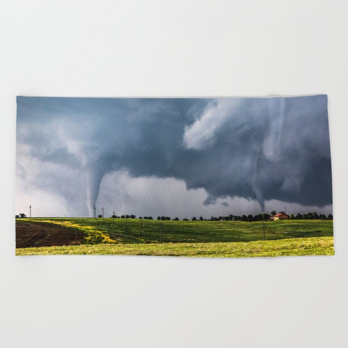Twin Tornadoes Photography Art Print Picture of Two Tornadoes Near Dodge City 