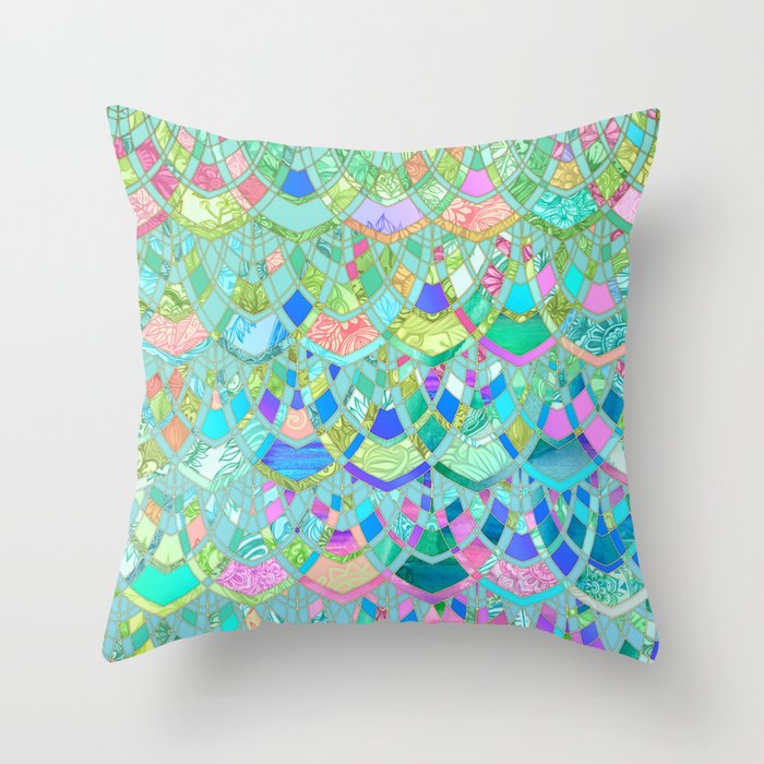 Art Deco Watercolor Patchwork Pattern 1 Throw Pillow