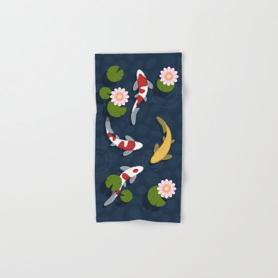 Japanese Koi Fish Pond Hand & Bath Towel