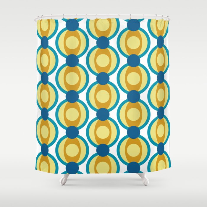Retro Circle Pattern Mid Century Modern Turquoise Blue And