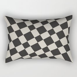 Abstract Warped Checkerboard pattern - Raisin Black and Pale Silver Rectangular Pillow