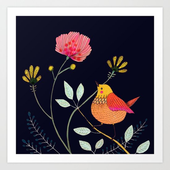 la vie est belle (navy) Art Print