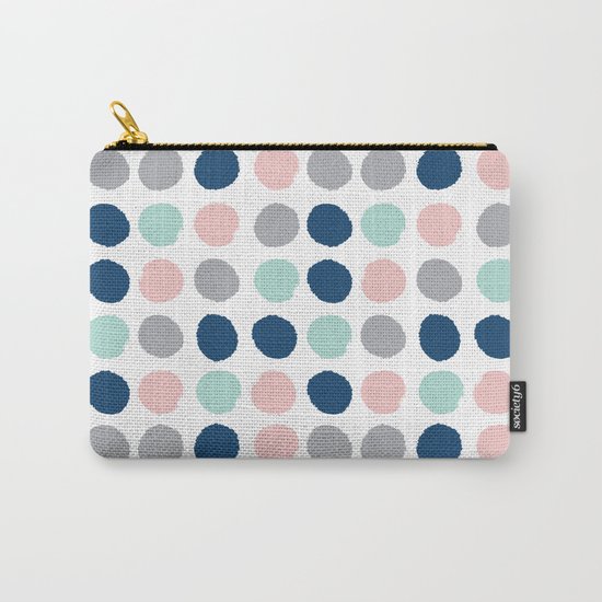 Zanthe - abstract trendy dots polka dots painted dot pattern blue pink pastel pantone color of the Carry-All Pouch