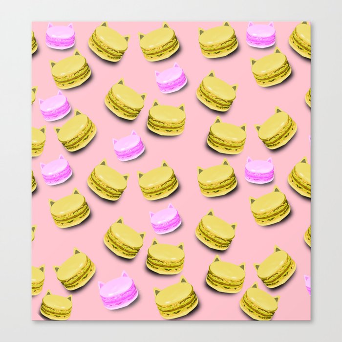 Macaron meow pink  Canvas Print