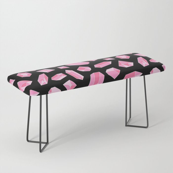 Pink Crystal on Black Pattern Bench