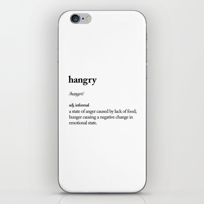 Hangry black and white contemporary minimalism typography design home wall decor bedroom iPhone Skin