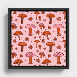 Valentine Mushrooms Framed Canvas