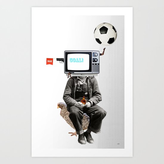 Goal Head TV Collage Art Print