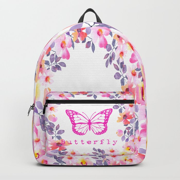 Pink Butterfly Backpack by McQ Designs Society6