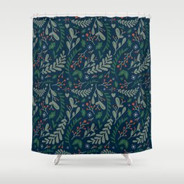 Leaves // Navy Shower Curtain