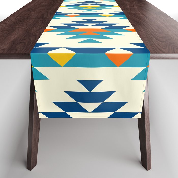 Boho stylized colorful aztec diamonds pattern Table Runner