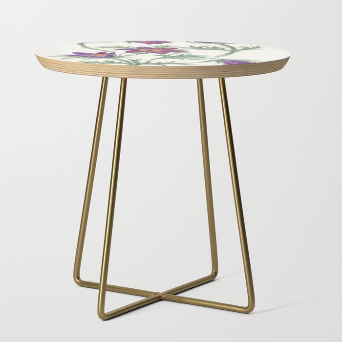 Retro Gouache Floral Pasque Flower Side Table