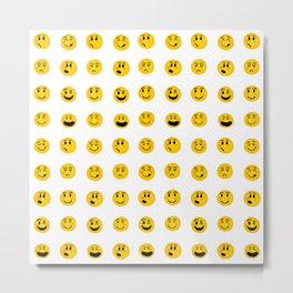 Cute Emoji pattern Metal Print | Sad, Smiley, Pop Art, Funny, Cartoon, Happy, Emojicombinations, Face, Cuteemojis, Grumpy 