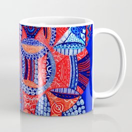Blue & Orange Cluster of Energy Orbs Coffee Mug | Orbs, Orange, Energy, Blue, Ink, Zen, Painting, Digital, Energyart 