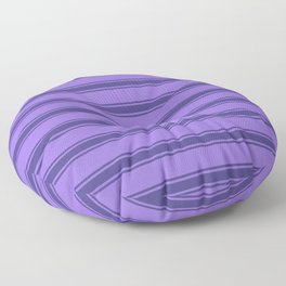 [ Thumbnail: Purple and Dark Slate Blue Colored Pattern of Stripes Floor Pillow ]