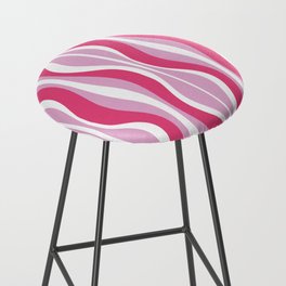 Hourglass Abstract Retro Mod Wavy Pattern in Hot Pink Bar Stool