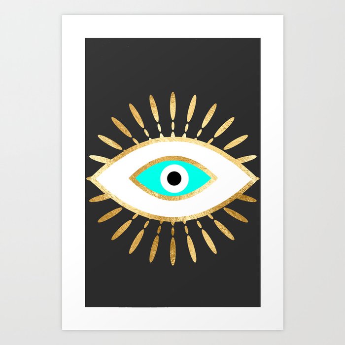 evil eye gold foil print Art Print