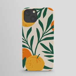 Vintage seamless pattern with mandarins. Trendy hand drawn textures. Modern abstract design iPhone Case